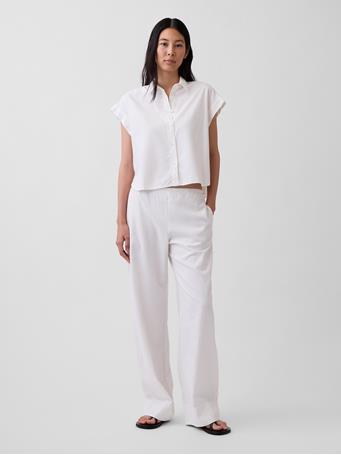 GAP - Linen-Blend Oversized Shirt NEW OFF WHITE