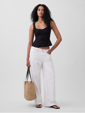 GAP - Linen-Blend Peplum Top BLACK