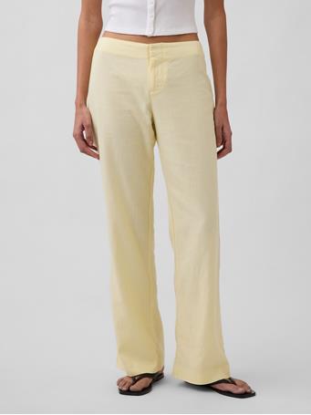 GAP - Low Rise Linen-Blend Flare Pants MAIZE