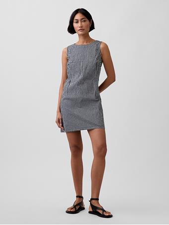 GAP - Gingham Denim Shift Mini Dress NAVY GINGHAM