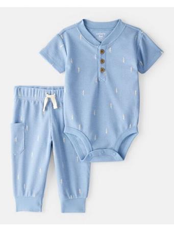 CARTERS - Baby Boy Lightning Thermal Bodysuit & Pant Set BLUE