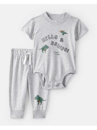 CARTERS - Baby Boy Dinosaur Bodysuit & Pant Set GREY