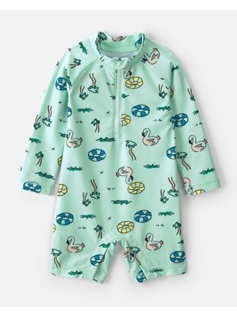 CARTERS - Baby Boy Vacation Long-Sleeve 1-Piece Rashguard Swimsuit GREEN