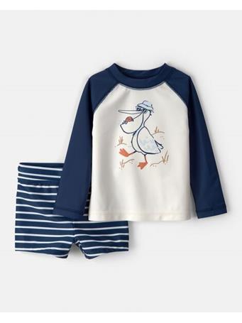 CARTERS - Baby Boy 2-Piece Pelican Long-Sleeve Rashguard Swimsuit Set NAVY