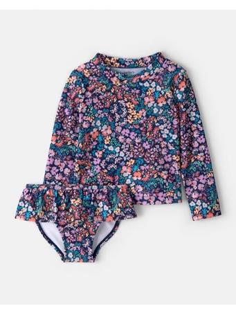 CARTERS - Toddler Girl 2-Piece Floral Long-Sleeve Rashguard Swimsuit Set MULTI