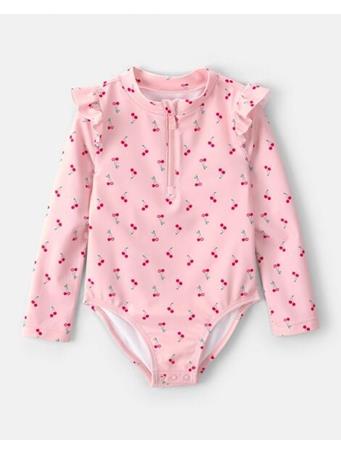 CARTERS - Toddler Girl Cherry Long-Sleeve 1-Piece Rashguard Swimsuit PINK