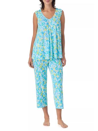 ELLEN TRACEY - Women's Short Sleeve Top and Cropped Pants Set BLUE/PRT