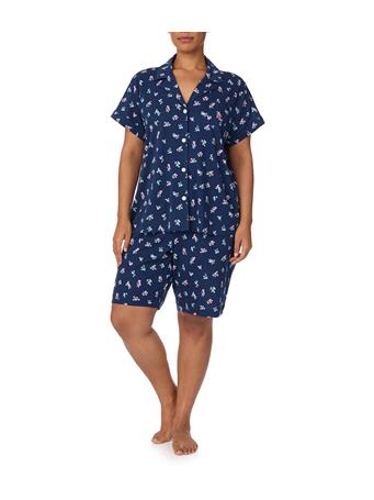 RALPH LAUREN -  Short Sleeve Bermuda Pajama Set NAVY PRT