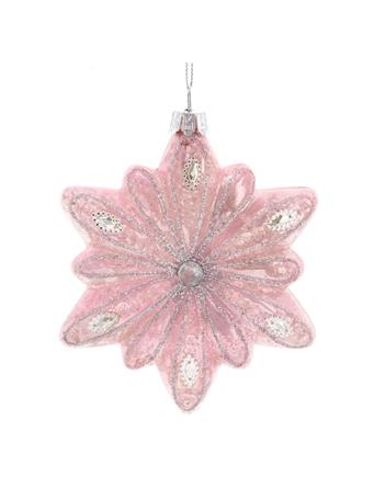 KURT ADLER - Glass Pink Snowflake Ornament PINK