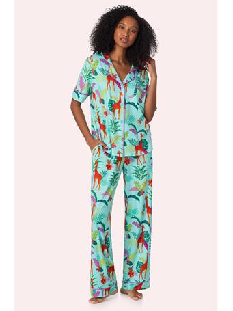ROOM SERVICE - Sienna Long Knit Pj Set TURQ/PRT
