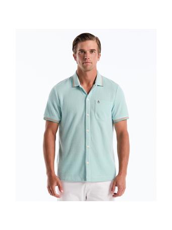 ORIGINAL PENGUIN - Vertical Jacquard Button Front Polo Shirt 431 PLUME
