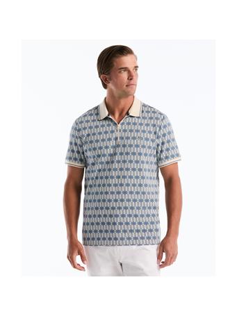 ORIGINAL PENGUIN - Jacquard Deco Quarter Zip Polo Shirt 252 BIRCH