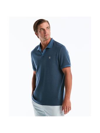ORIGINAL PENGUIN - Honeycomb Textured Johnny Collar Polo Shirt 443 COPEN BLUE