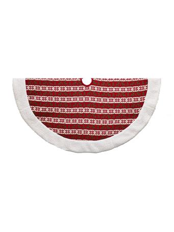 KURT ADLER - 48" Red and White Knit Pattern Tree Skirt RED/WHITE