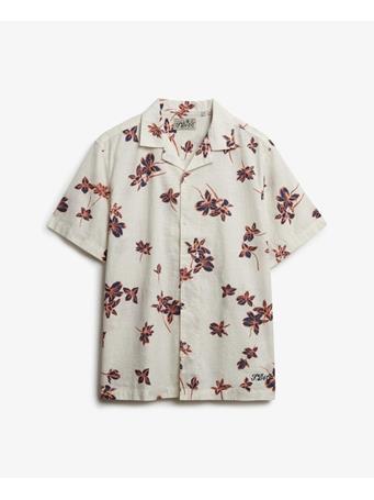 SUPERDRY - Cabana Poolside Short Sleeve Shirt LOTUS FLOWER OFF WHITE