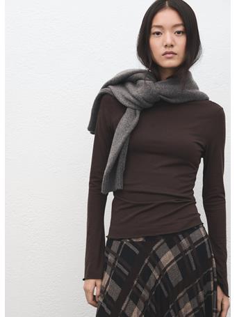 MANGO - Boat Neck T-shirt DARK BROWN