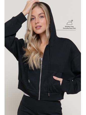 ACTIVE BASIC - Long Sleeve Soft Scuba Hoodie Jacket BLACK
