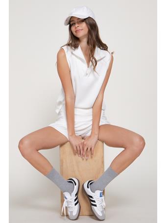 ACTIVE BASIC - Sleeveless High Neck Soft Scuba Top OFF WHITE