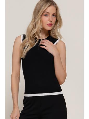 ACTIVE BASIC - Sleeveless Contrast Layered Sweater BLACK/WHITE