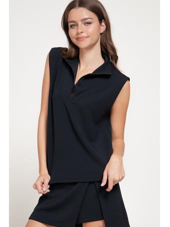 ACTIVE BASIC - Sleeveless High Neck Soft Scuba Top BLACK