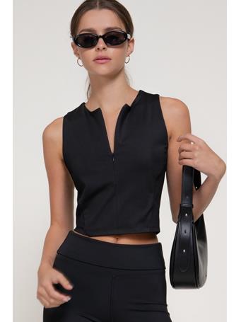 ACTIVE BASIC - Sleeveless Half Zip Workout Top BLACK
