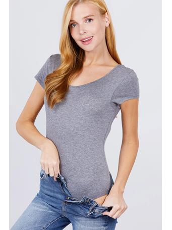 ACTIVE BASIC - Short Sleeve Scoop Neck Bodysuit H GREY