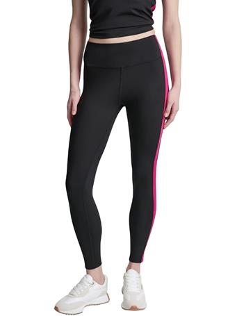 DKNY - Compression Side Stripe High Waist 7/8 Leggings FRF - BLACK/FESTIVE PINK