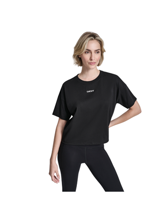 DKNY - Drop Shoulder Cotton Logo T-Shirt BLK - BLACK