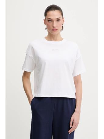 DKNY - Drop Shoulder Cotton Logo T-Shirt WHT - WHITE