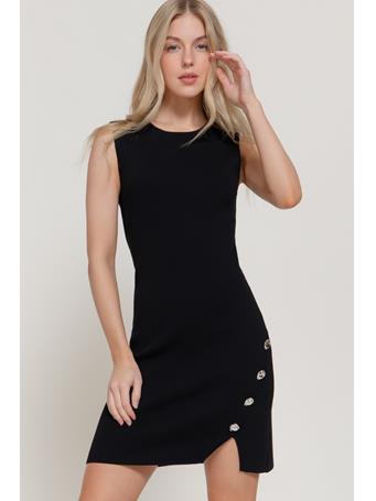 ACTIVE BASIC - Sleeveless Front Slit Mini Dress BLACK