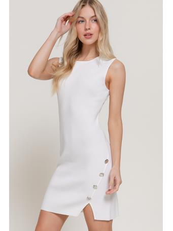 ACTIVE BASIC - Sleeveless Front Slit Mini Dress WHITE