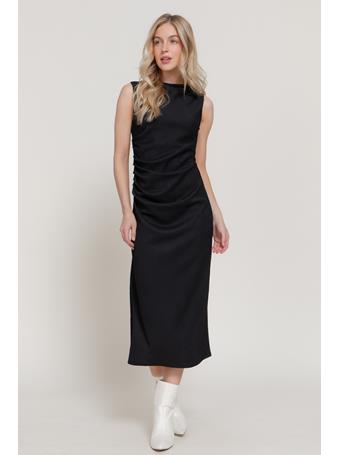 ACTIVE BASIC - Sleeveless Texture Knit Midi Dress BLACK