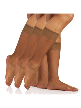 MAYER/BERKSHIRE CORP - 3 Pair Pack Ultra Sheer Knee High 208 FR COFFEE