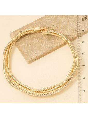 ANARCHY STREET - Layered Snake And Tennis Chain Choker Necklace GOLD