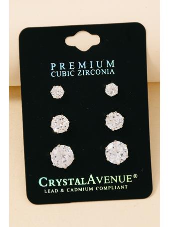 ANARCHY STREET - 3Pc Cubic Zirconia Circle Stud Earrings Set SILVER
