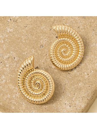 ANARCHY STREET - Metallic Nautilus Sea Shell Stud Earrings GOLD
