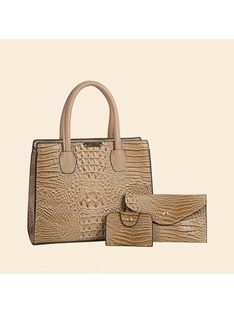 ANARCHY STREET - Alligator Croc 3 In 1 Hand Bag Set TAN