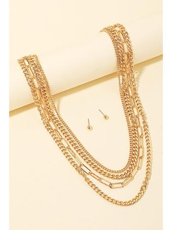 ANARCHY STREET - Layered Assorted Chains Necklace Set GOLD