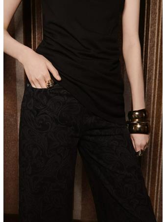 MANGO - Wide Leg Paisley-print Jeans BLACK