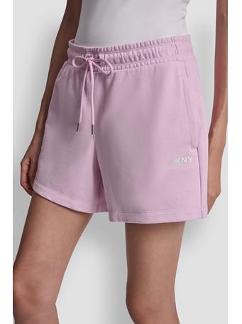 DKNY - High-Rise Foil Logo Sweat Shorts AWV - PNK LAV/SILVER