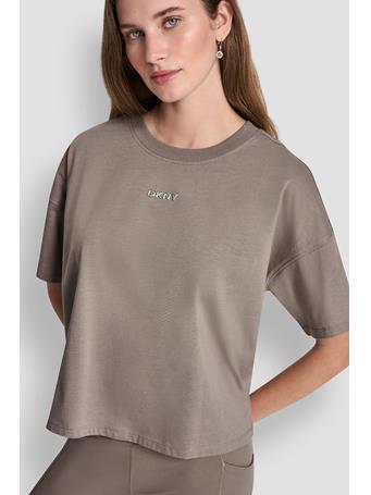 DKNY - Metallic Logo Tee MUR - MUSHROOM