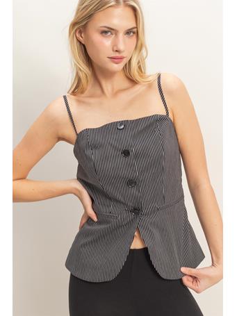 HYFIVE - Pinstripe Button Front Camisole BLACK