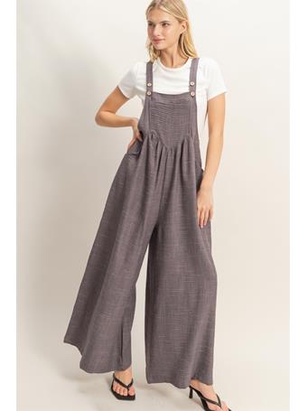 HYFIVE - Wide Leg Overall Jumpsuit CHARCOAL