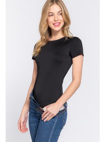 ACTIVE BASIC - Short Sleeve Crew Neck Bodysuit BLACK