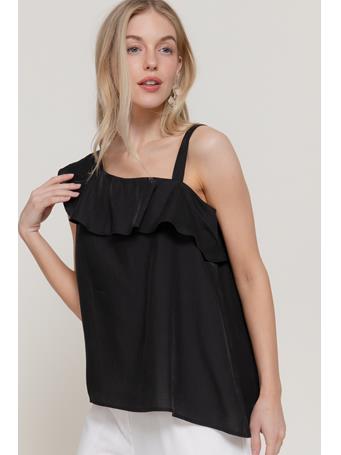 ACTIVE BASIC - Asymmetric Neck & Strap Woven Top BLACK