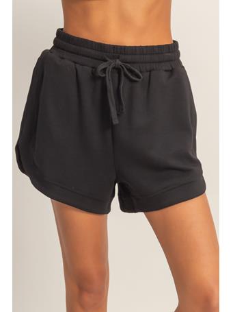 DOUBLE ZERO - Elasticized Waist Loose Shorts BLACK