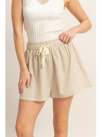 HYFVE - Striped Elastic Waist Shorts L. TAUPE