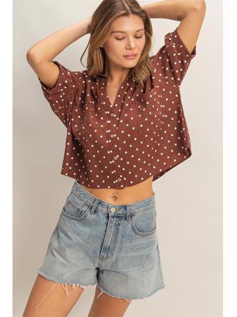 HYFIVE - Polka Dot Button-Up Shirt CHESTNUT