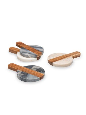 GODINGER - Marble & Wood Paddleboard Coaster Set ASSORTED