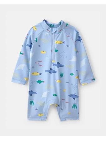CARTERS - Baby Boy 1-Piece Fish Rashguard Swimsuit BLUE